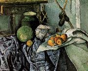 Paul Cezanne bottles and fruit still life